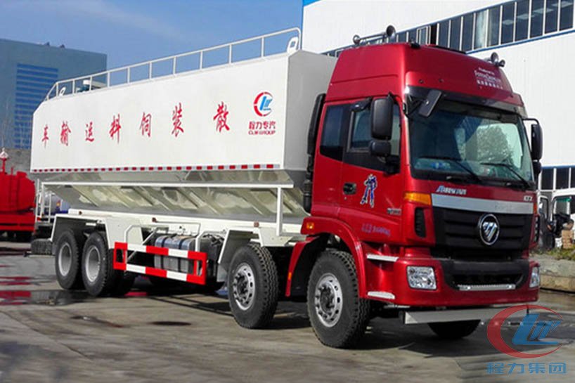 湖北mg不朽情缘官网福田欧曼前四后八散装饲料车高清图